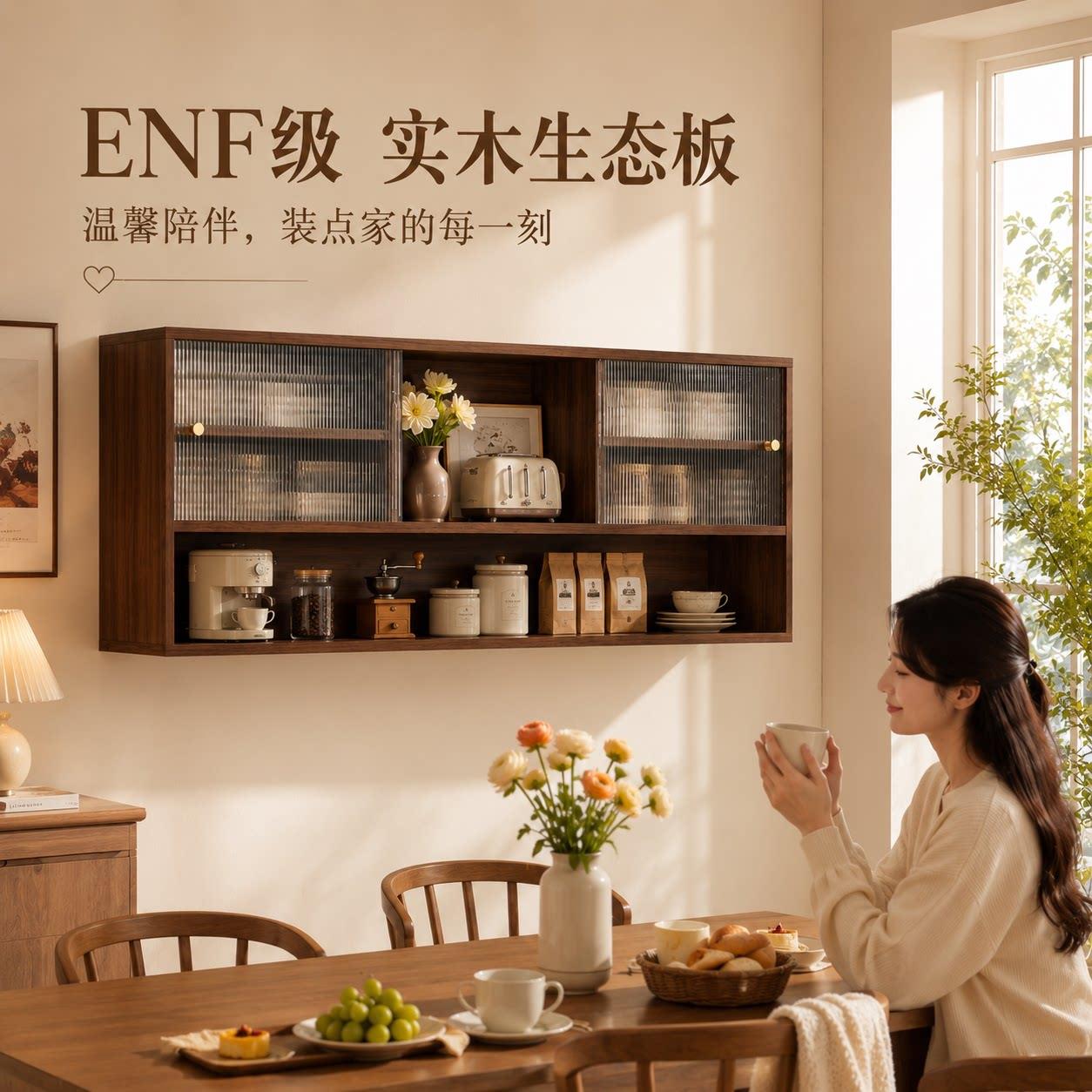实木吊柜墙壁柜厨房储物柜餐边柜阳台卫生间挂墙置物收纳柜子墙上