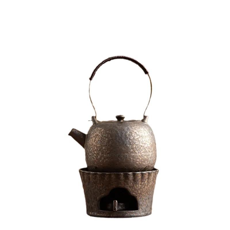 日式提梁茶壶功夫茶具套装一壶四杯温茶炉暖茶炉保温加热底座复古