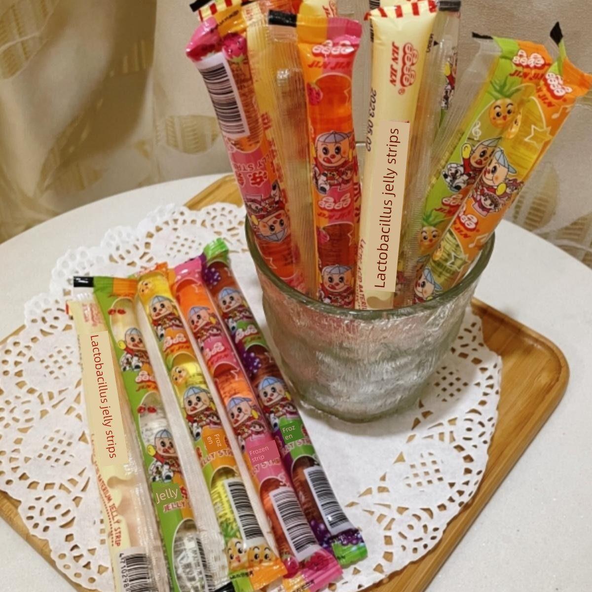 现货台湾晶晶果冻条散称500g综合味果冻布丁儿童零食办公休闲解馋