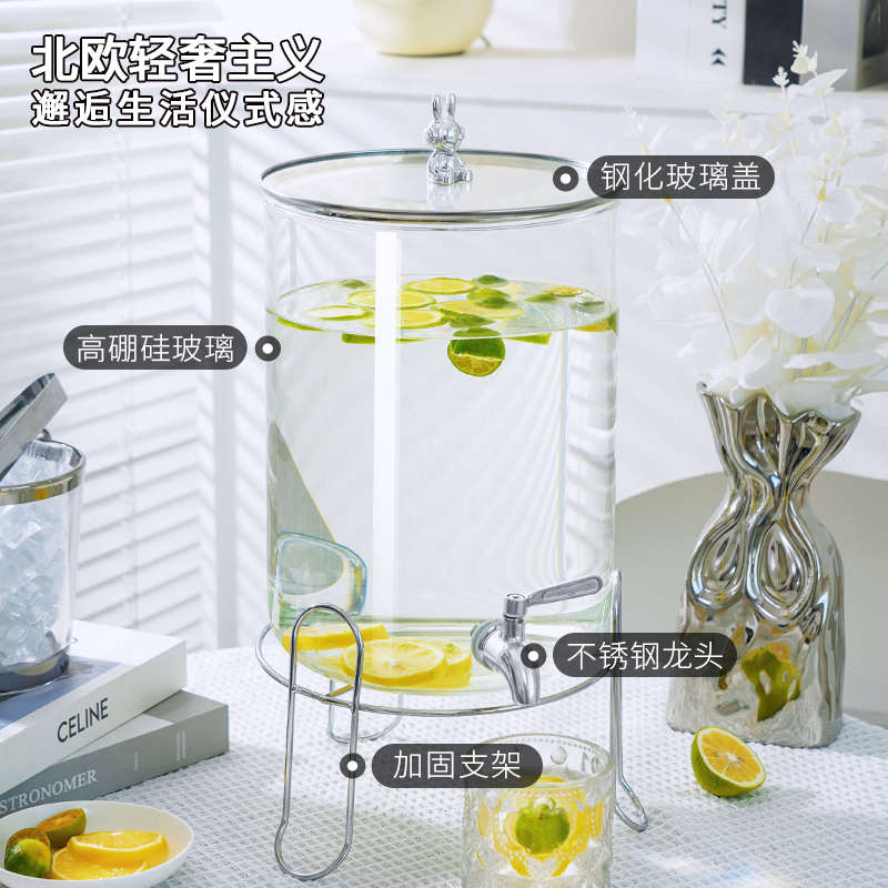 冷水壶玻璃耐高温家用凉水壶加厚大容量带龙头冰箱专用夏天饮料桶