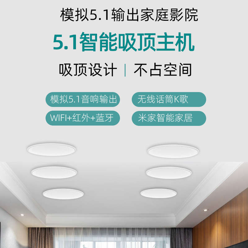 浪歌模拟5.1家庭影院K歌吸顶音响小爱同学智能语音控制家居系统
