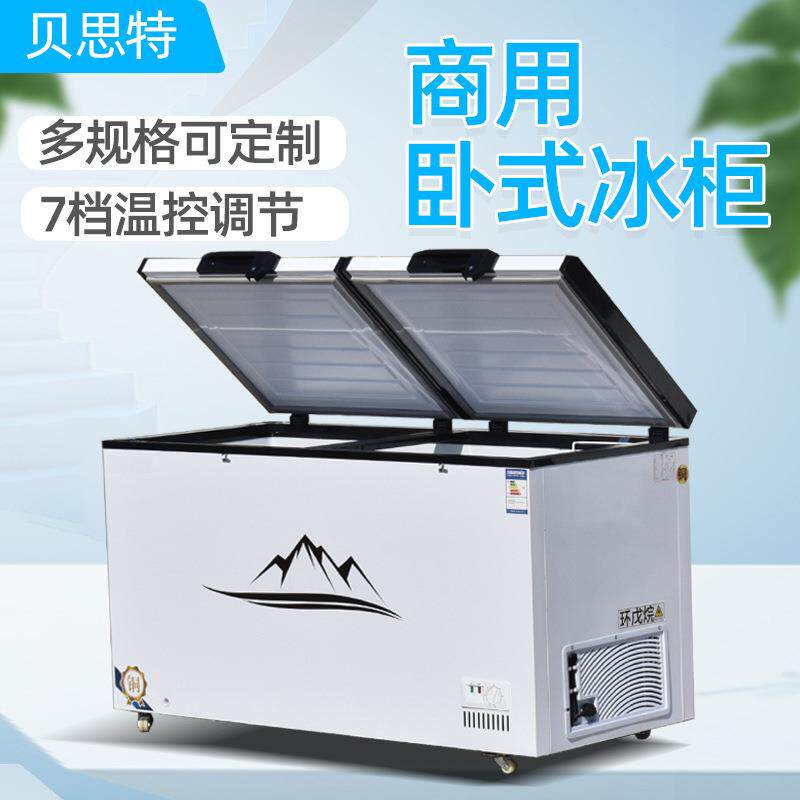 商用卧式冰柜 大容量铁管铜管冷藏冷冻双温家用雪糕柜冷冻柜卧柜