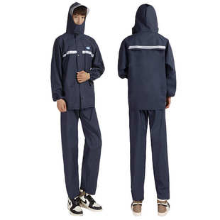 雨衣套装 工厂直供成人男女加大加厚户外骑行反光雨裤 针织布分体式