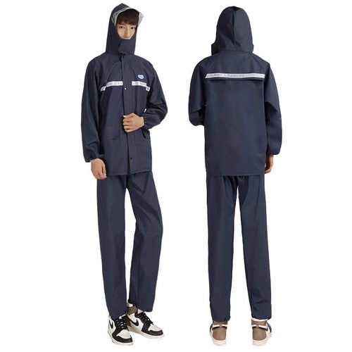 工厂直供成人男女加大加厚户外骑行反光雨裤针织布分体式雨衣套装