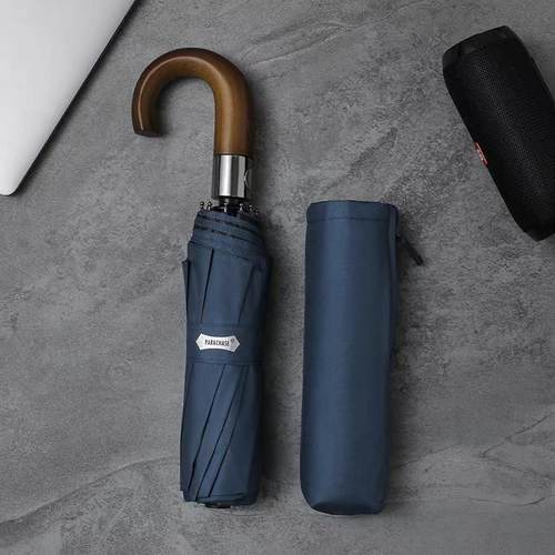 高档PARACASH木弯柄全自动伞十骨30T记忆布0双E人自开 收抗风伞男