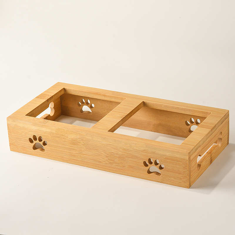 创意纯色护边四方宠物碗带碗架陶瓷饮水碗猫狗食盆猫咪碗防打翻碗