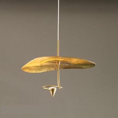 led灯轻奢全铜荷叶客厅餐厅吧台楼梯吊灯设计师个性创意卧室床头