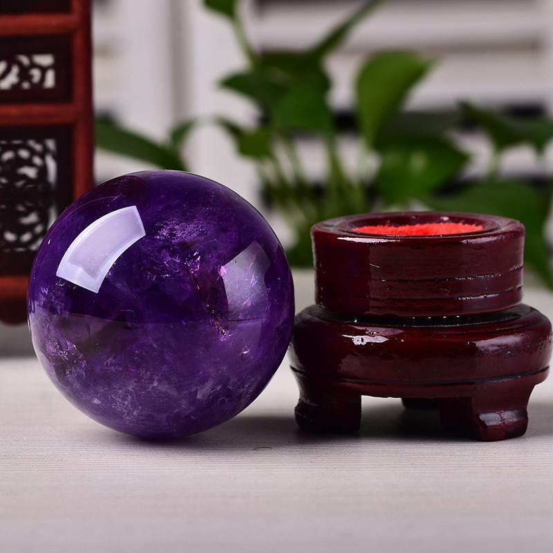 天然紫水晶球深色摆件原矿原石打磨客厅结婚开业家居礼品