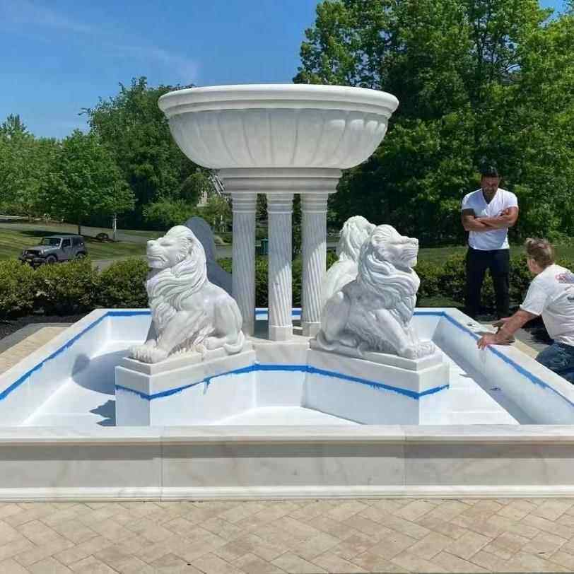 欧庭式喷泉广场别墅院景多层汉白UHQ玉大理喷石石雕泉观制作