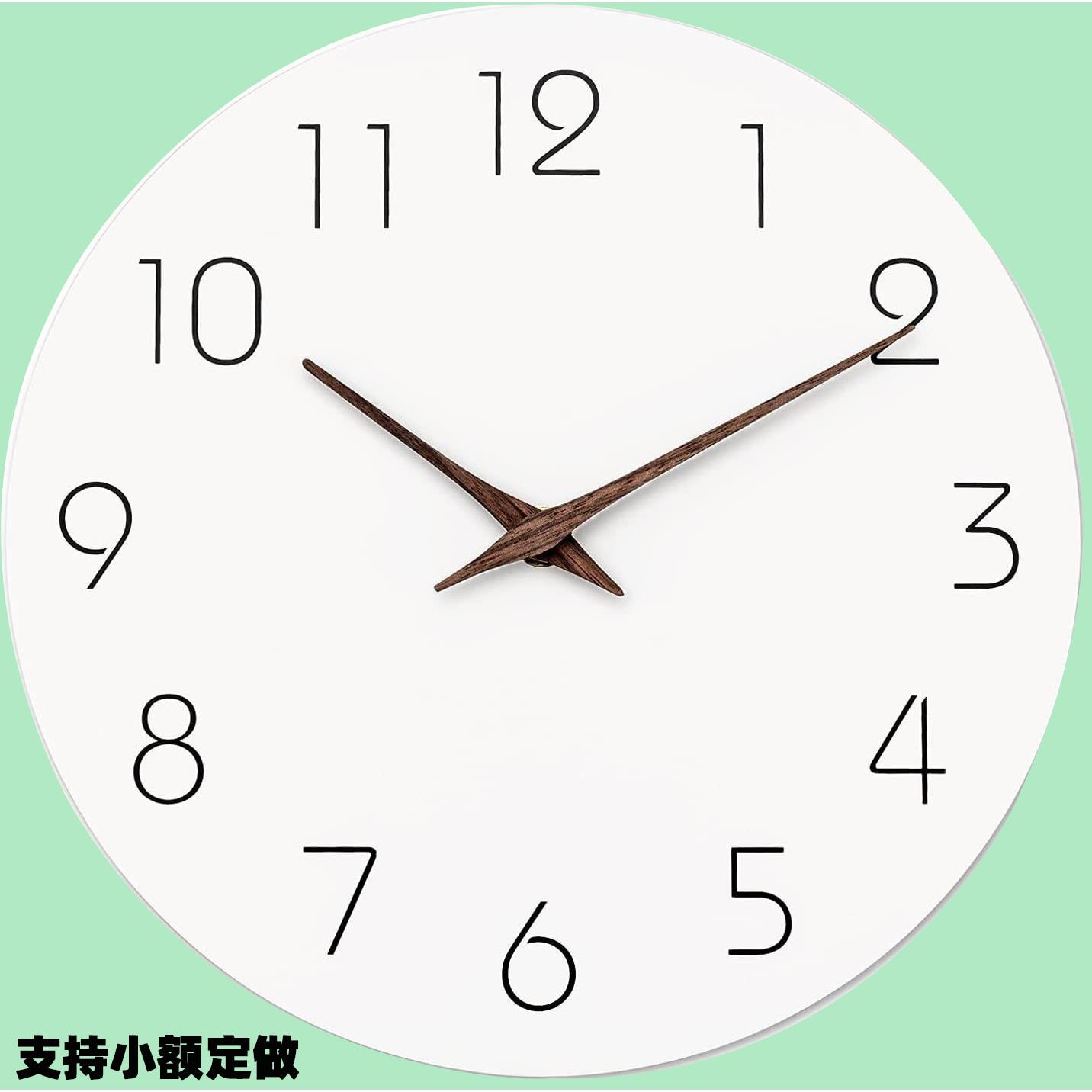 新款直销数字挂钟简约北欧静音钟表客厅卧室装饰时钟木板钟直营壁