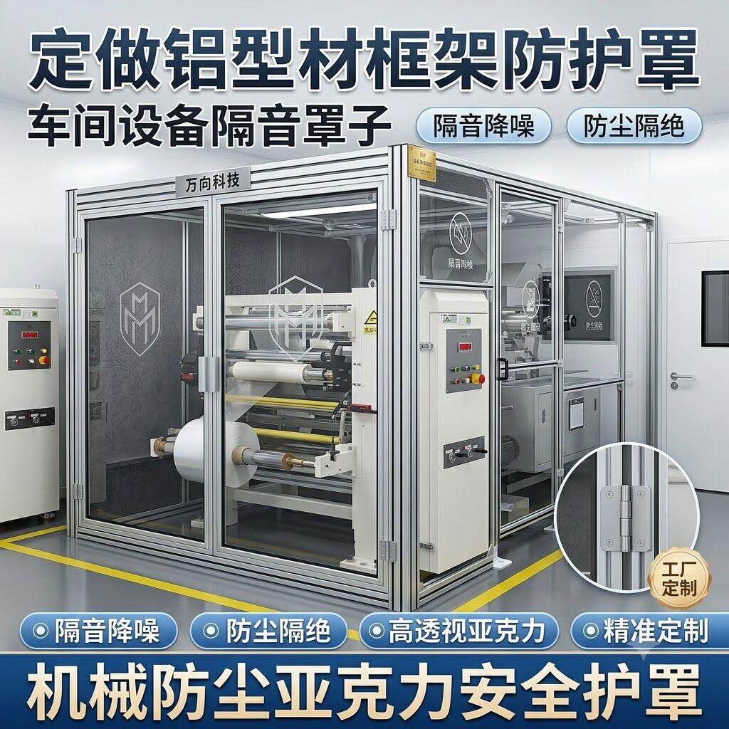 定做铝型材框架防护罩 车间设备隔音罩子机械防尘亚克力安全护罩图片