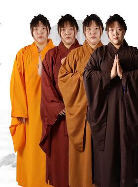 海青居士服女海清僧衣服僧服长衫袈裟大褂和尚服咖啡色黑色木兰色