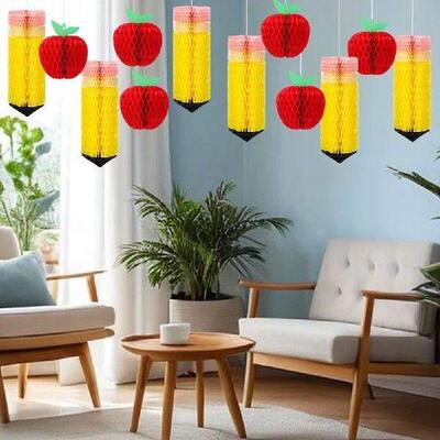 12Pcs Tissue Paper Hanging Pencil Includes 6 Apple 6 Pencil