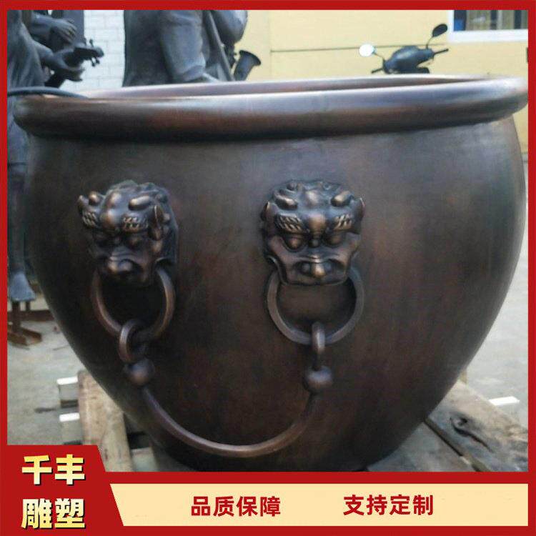 铸铜大缸公园庭院景观铸铜鱼缸仿古大缸庭院摆放风水纯铜摆件