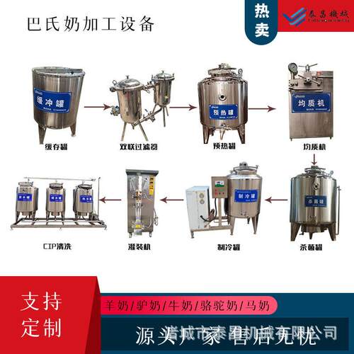 大型牛奶加工设备巴氏驴奶生产线厂家调配风味牛奶杀菌包装设备
