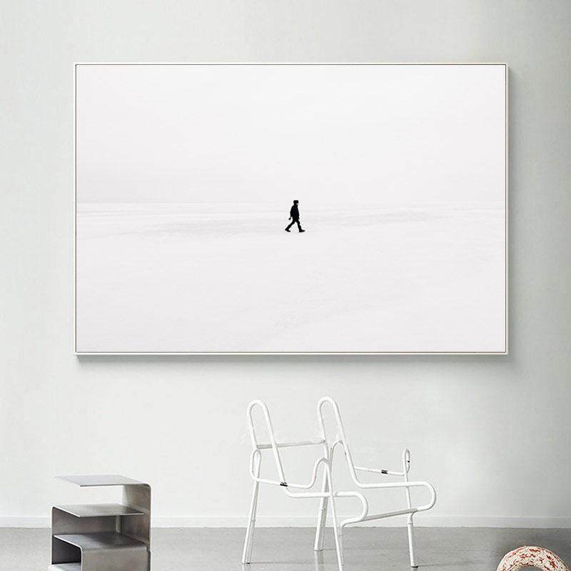 孤独的旅行 北欧黑白极简客厅装饰画 画工业风艺术抽象画 画卧室