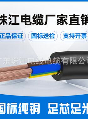 珠江电缆ZC-RVVP纯多芯全规格电缆线铜芯硬线多芯护套线国标黑色
