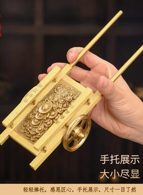 黄板车满载而归推板车铜元宝金车家居摆件192黄万两客厅摆件