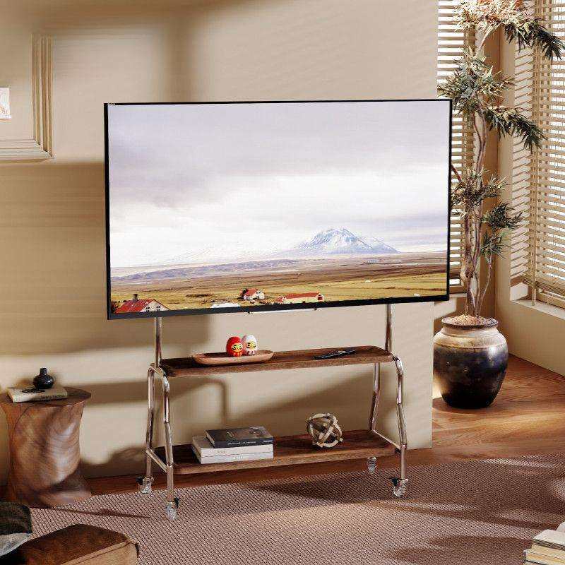 电视落地支架移动不锈钢带轮移动式客厅卧室43简约75通用挂架