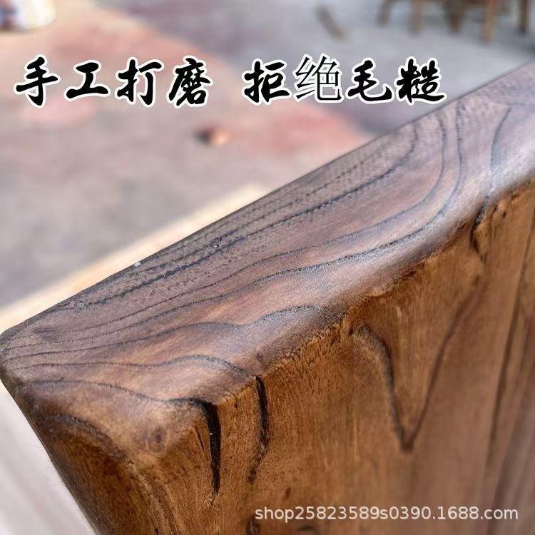 老榆木大板风化桌面板旧木板实木书桌面板复古吧台一字飘窗板