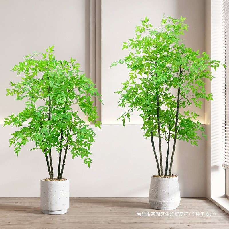 轻奢南天竹绿植假花树仿生植物客厅盆栽室内大型落地装饰摆件