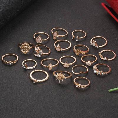 镶钻戒指 retro European American diamond joint ring 19-piece