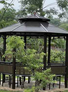 户外凉亭六角角亭别墅庭花院棚园FXG遮阳雨棚镀锌板八顶凉亭休闲