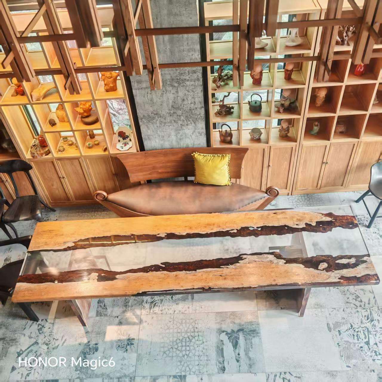 原木树脂茶几桌实木餐桌办公简约客厅艺术画桌创意设计桌面