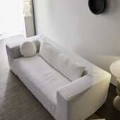 侘寂风民宿日式 可拆洗亚麻布艺沙发 北欧奶油风