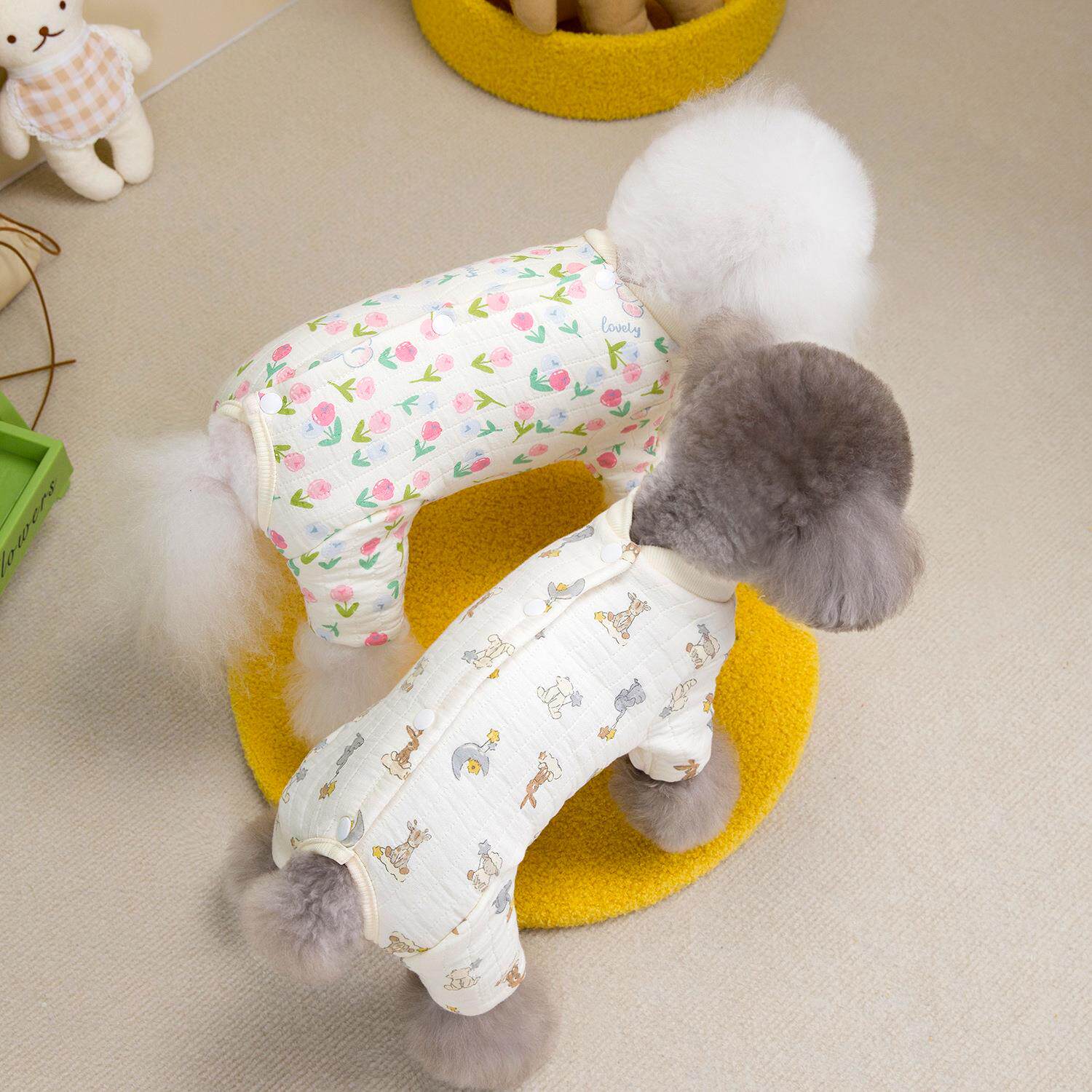 狗狗衣服宠物服装小型犬猫咪可穿秋冬保暖舒适24双层棉纱包肚服