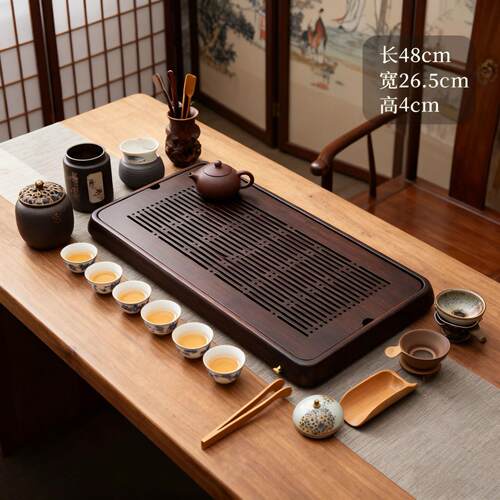 干泡沥水盘新款功夫茶具套装茶盘家用客厅茶海竹实木托盘小茶台