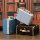 复古轻奢皮革手提箱首饰收纳盒店铺陈列装 饰箱摄影道具手提箱摆件