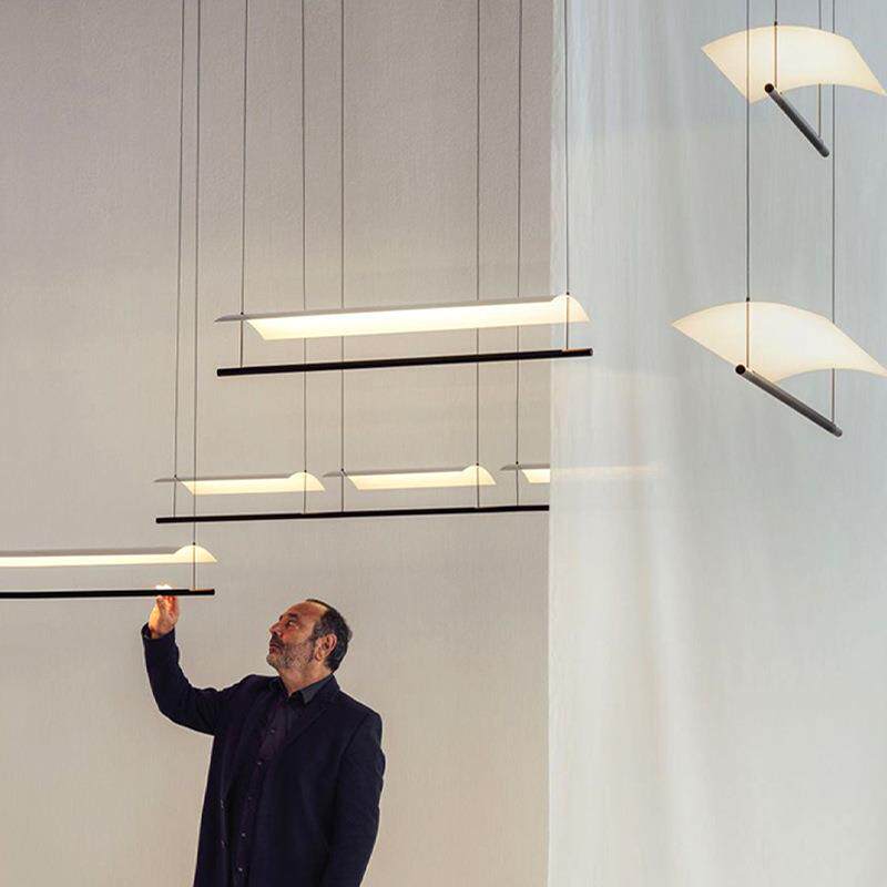 日瓦式业片工吊灯餐厅灯高级感复古风999茶室吧台一字形长条岛台