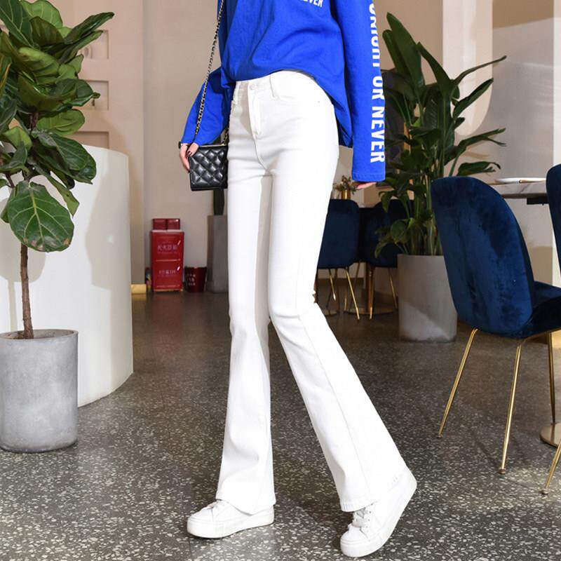 微喇牛仔裤女2025年春秋新款韩版高腰显瘦白色裤子坠垂感喇叭女裤