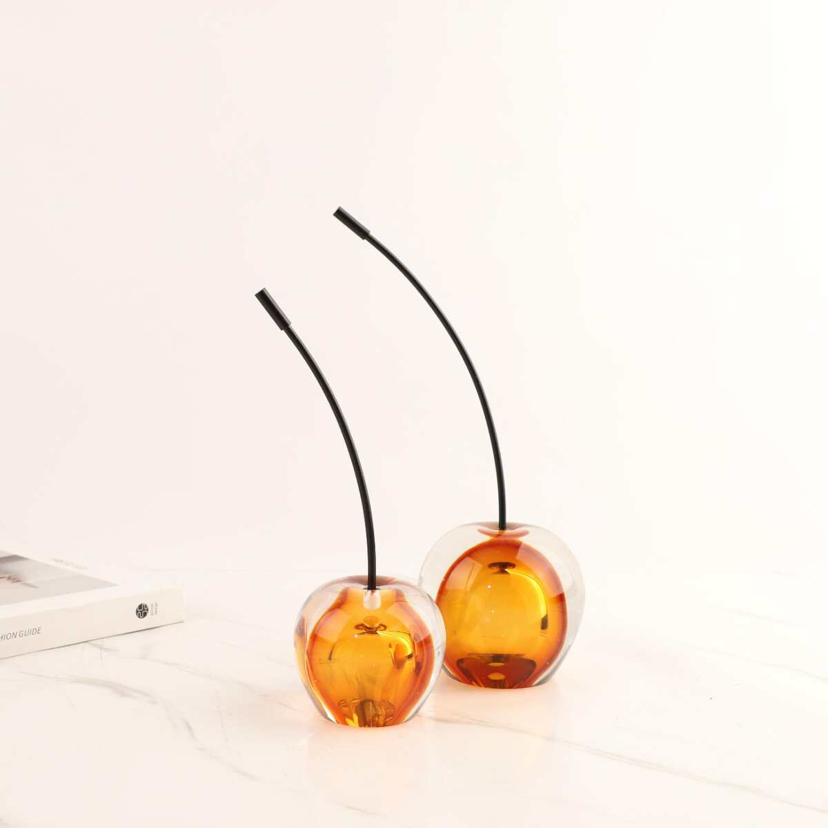 欧式创意琉璃小樱桃水果桌面摆件客厅卧室玄关电视柜软装家居饰品