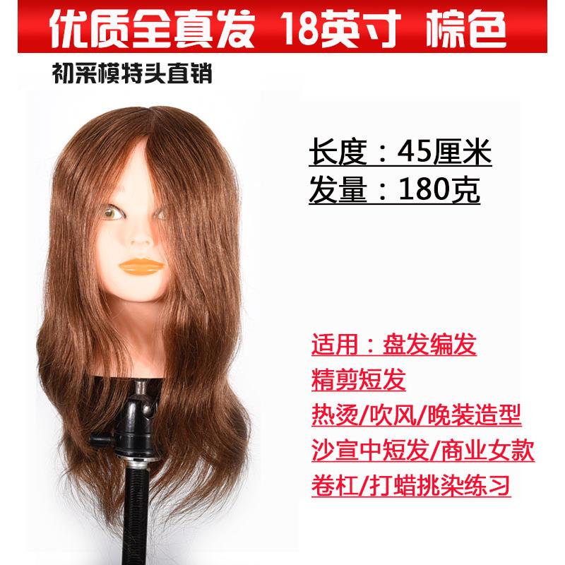 高档美发假人发头模真发 全真 学徒模特头真发可卷染剪发头型模烫