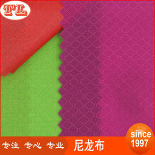 东莞虎门厂价直销现货供应尼龙70D菱形格PU面料防水尼龙布料