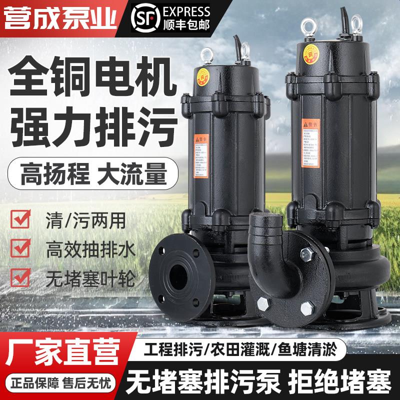 国标排污泵380V三相大口径抽粪泥浆泵地下室工地排污泵家用污水泵
