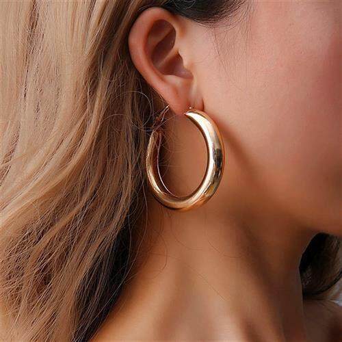Personality 50 MM Big Gold Hoops Earrings Minimalist Thick T