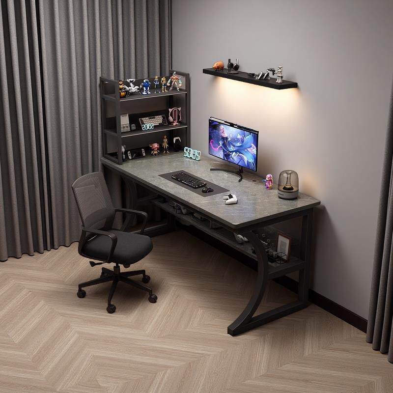 电脑桌台式电竞桌子家用带置物架办公桌椅简易书桌卧室学习书桌