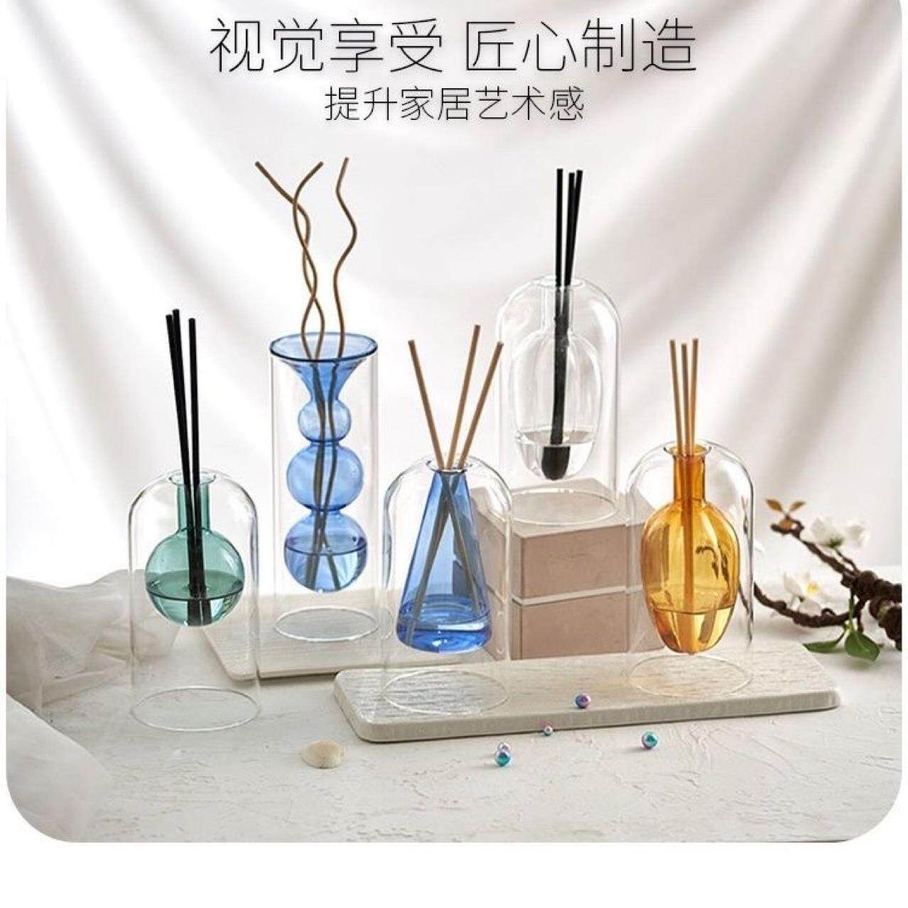 香薰玻璃瓶轻奢简约ins风无印风格精油瓶香薰瓶简约无火香薰花瓶