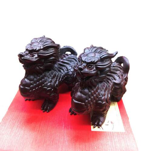 黑檀木雕麒麟瑞兽家居装饰动物招财摆件送礼木质工艺品