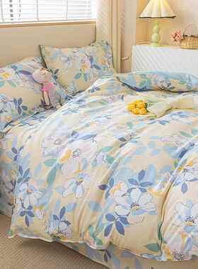 全棉上UUY纯棉床单床件套床四笠款被罩三件套被床品可机洗单套人