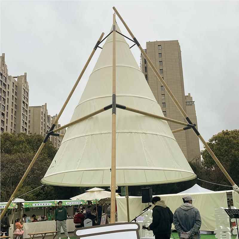 灯帐篷活动大天幕竹节笼形篷巨型天帐幕锥网红野灯笼帐篷餐营地牛