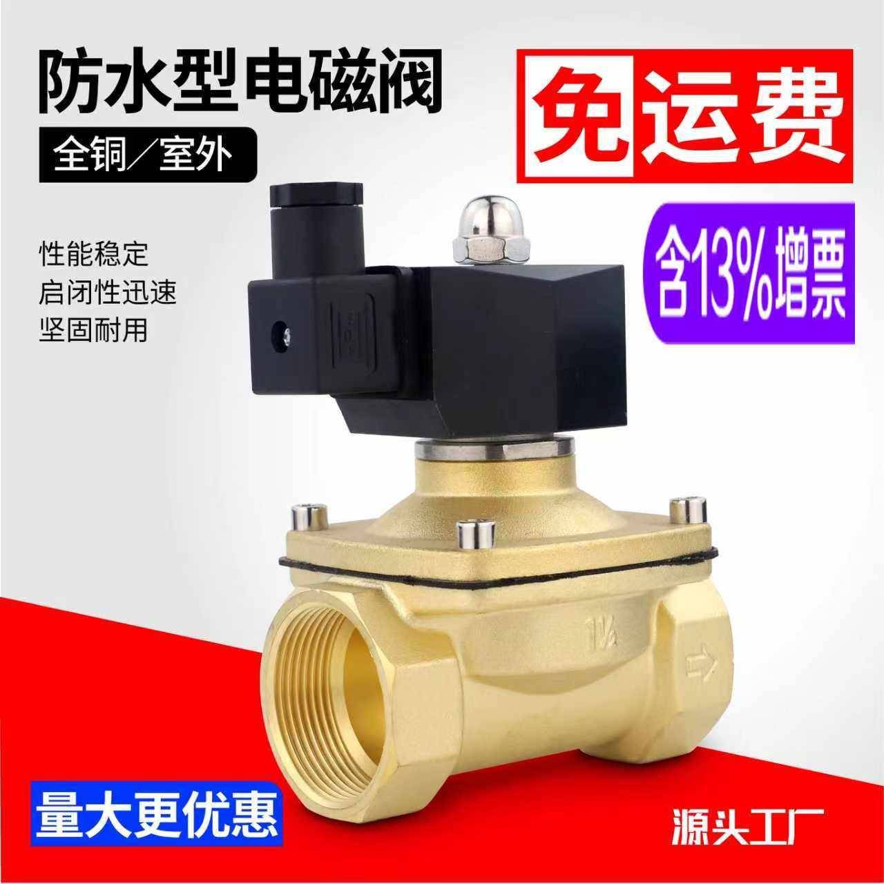 室外防水常闭电磁阀水阀开关阀220VDC24V气阀排水防雾DC12V4分6分