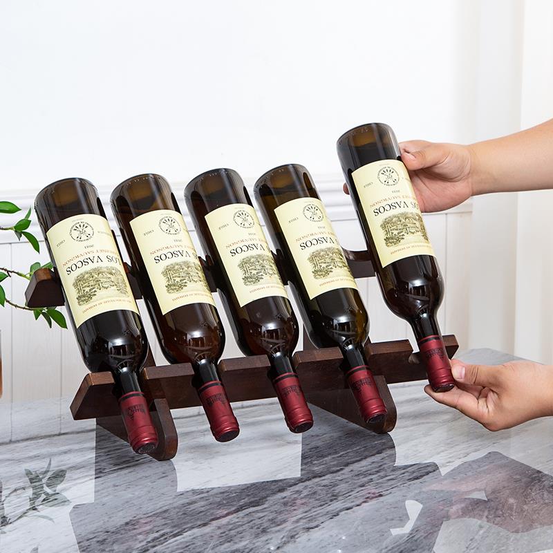 红酒酒瓶架橡胶木架倒放酒架摆件简易实木葡萄酒架客厅酒柜收纳架