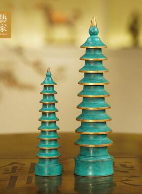 铜臻九层文昌塔办公室书房小摆件创意家居装饰工艺礼品摆饰中式摆