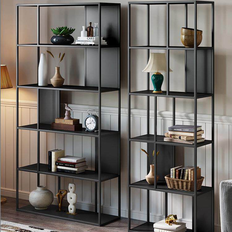 跨境北欧铁艺落地书架置物架金属多层客厅简约办公室隔断收纳架