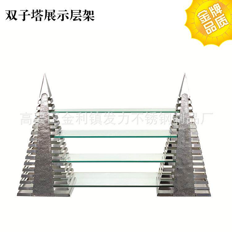 创意锤印不锈钢金字塔形食物展示架玻璃点心架自助餐寿司蛋糕盘架