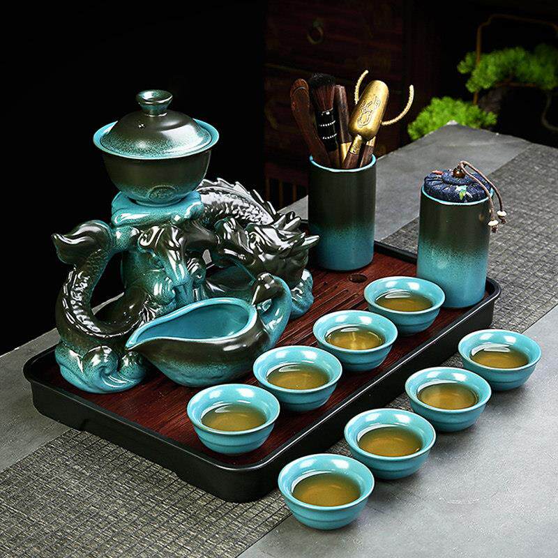 懒人自动茶具套组旋转出水泡茶器防烫茶壶2025新款高档轻奢家用龙
